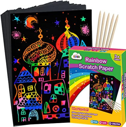 🌈 *Lower Price* 50 Sheets Rainbow Scratch Art Paper for Eleven Bucks!