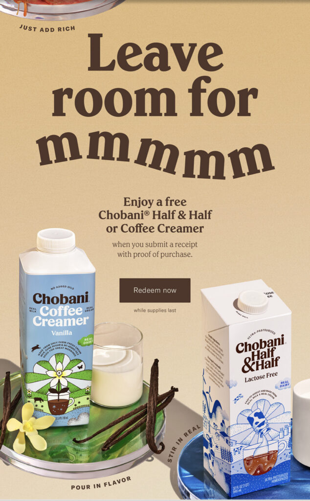 FREE Chobani Coffee Creamer after Rebate (through 4/30)