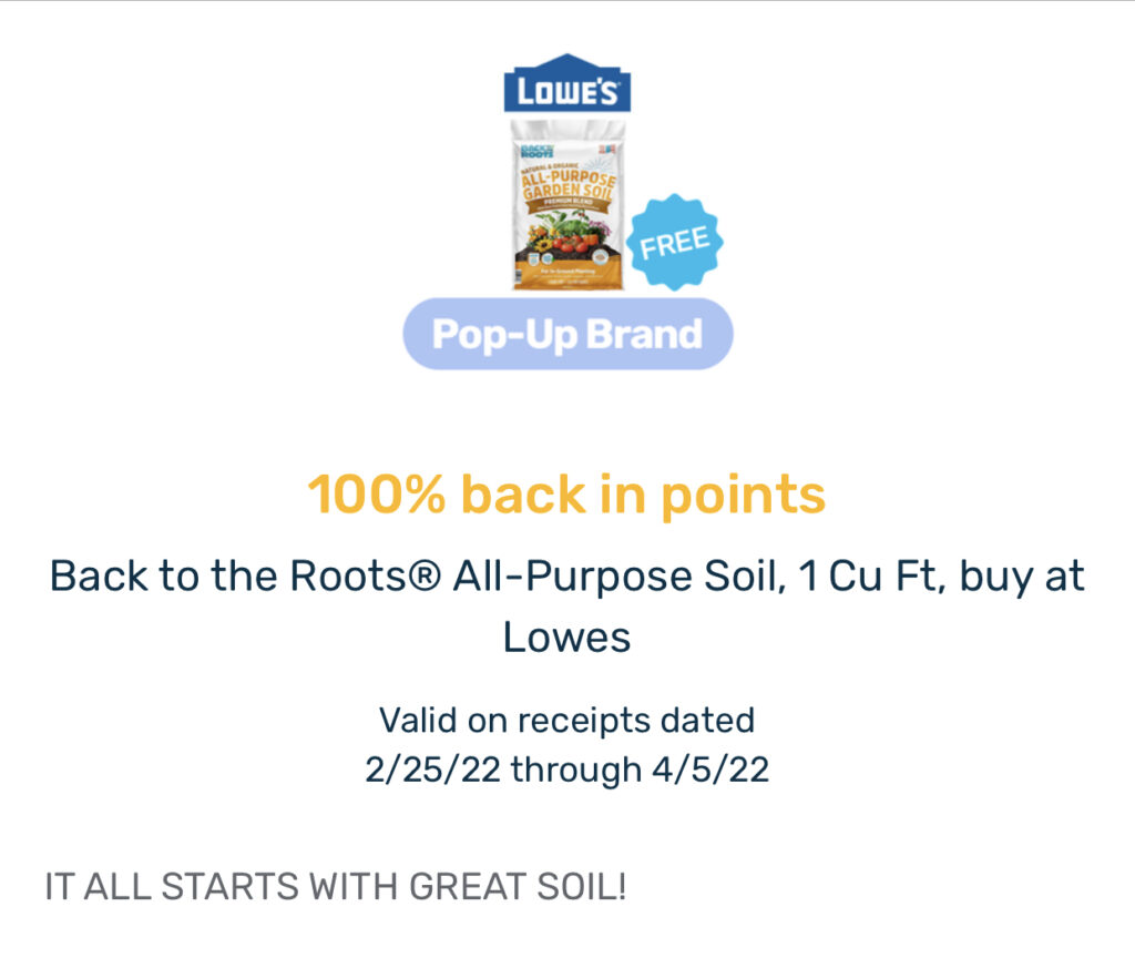 Fetch Rewards: FREE Potting Soil from Lowe’s!