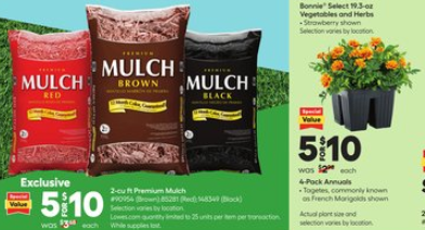 Premium Mulch 2Cubic Feet Bags as Low as 2 at Lowes