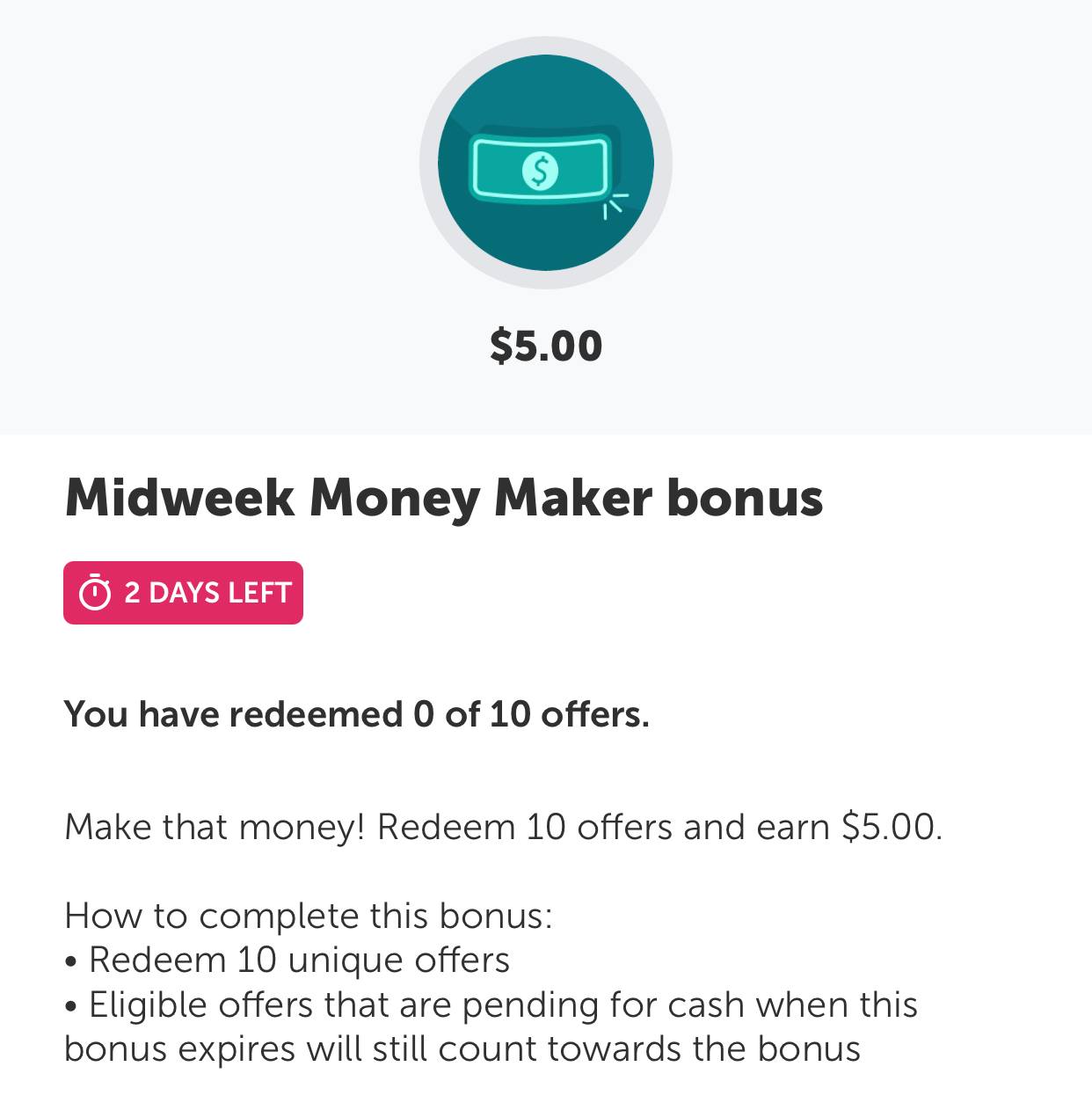 Ibotta New 5 MidWeek Bonus and Two More Active Bonuses