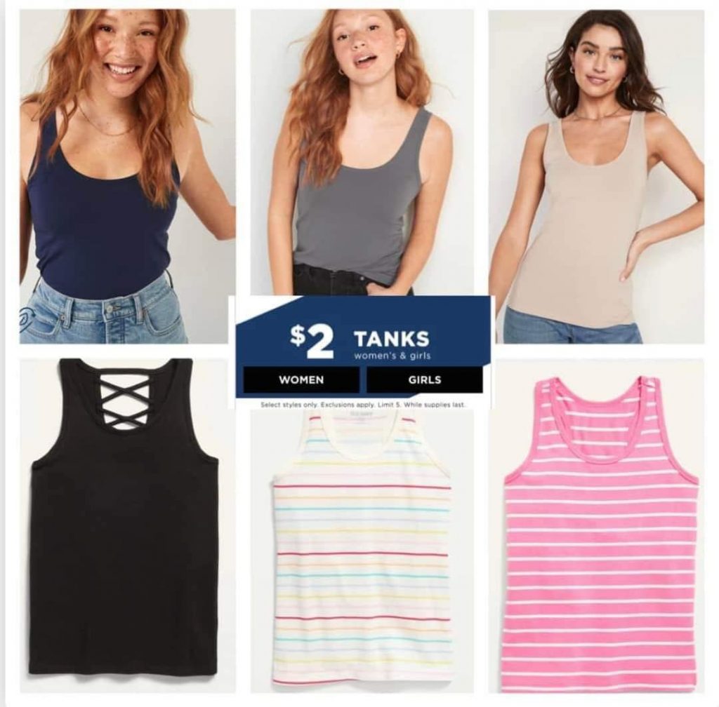 Old Navy: Women’s and Girl’s Tanks just $2 (ends today!)