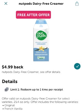 Ibotta: FREE nutpods Dairy-Free Creamer at Publix