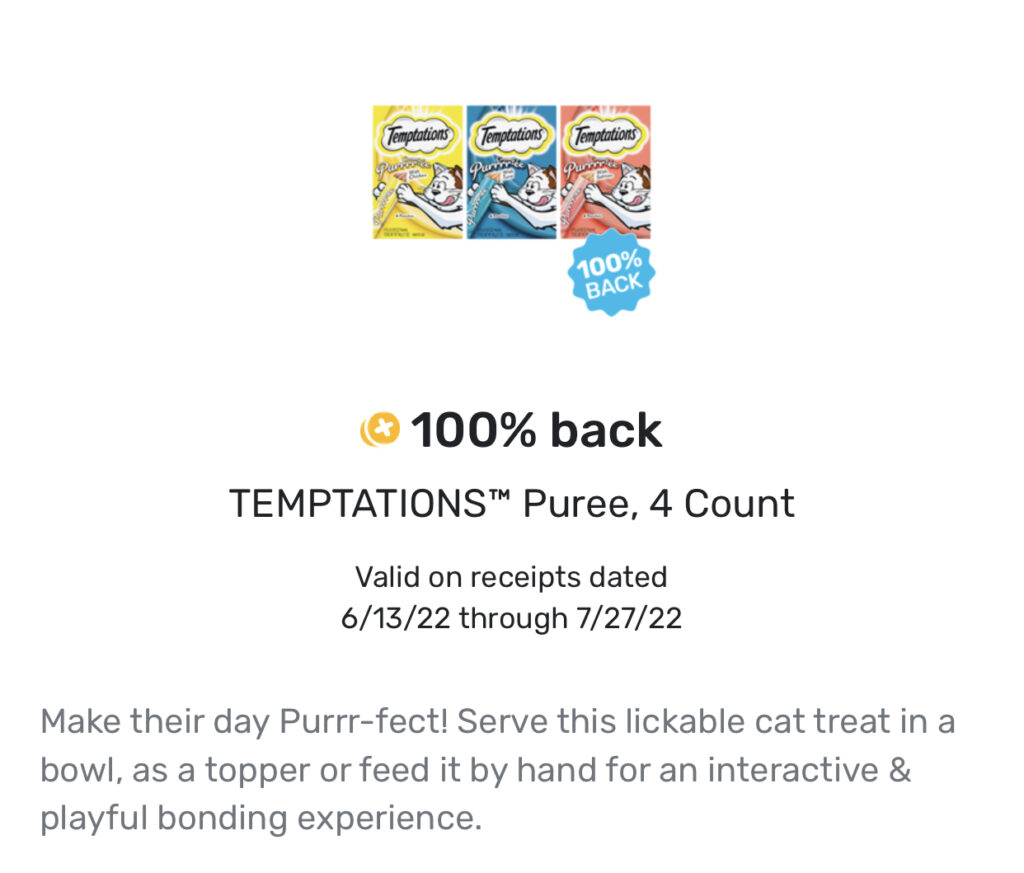 Fetch Rewards: FREE Temptations Puree Cat Treats