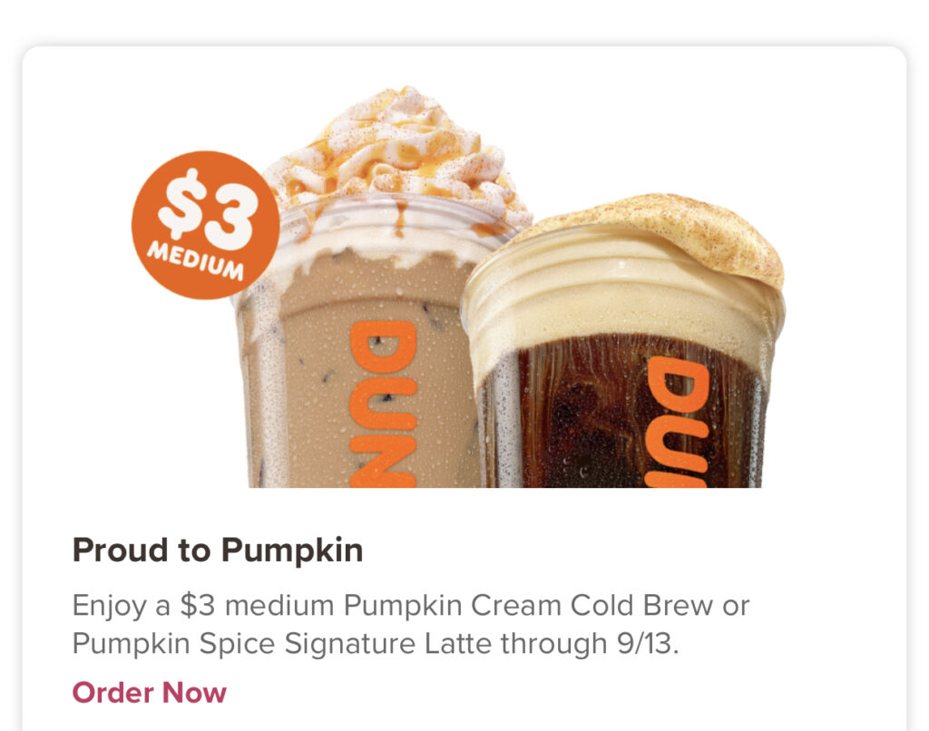 Dunkin’ Donuts Brings Back Pumpkin TODAY | $3 Pumpkin Drinks thru 9/13