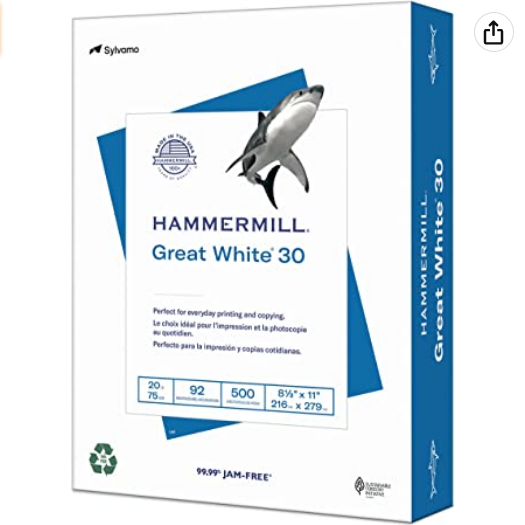 Hammermill Great White Printer Paper Ream under $7