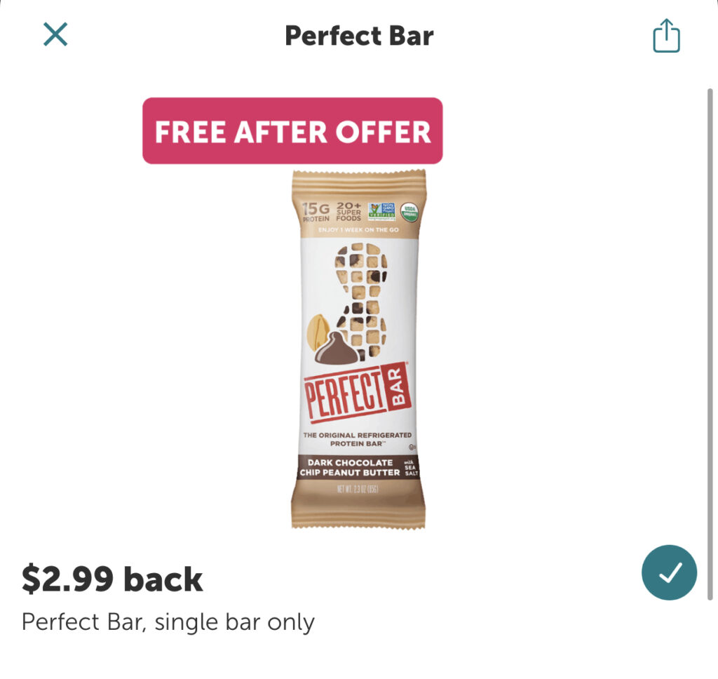 Ibotta: Perfect Bar FREE after cash back!