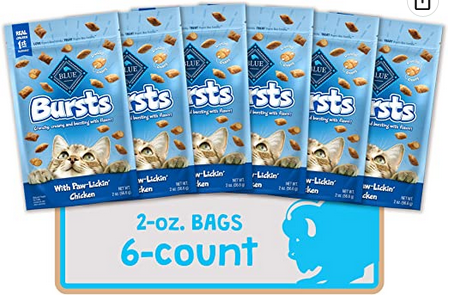 Blue Buffalo Bursts Crunchy Cat Treats Pack of 6 for Nine Bucks SHIPPED