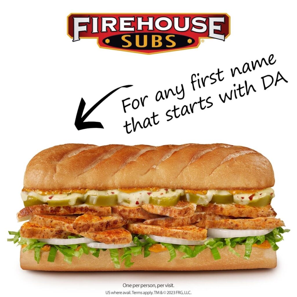Firehouse Subs Name of the Day: Free Sub on June 18th!