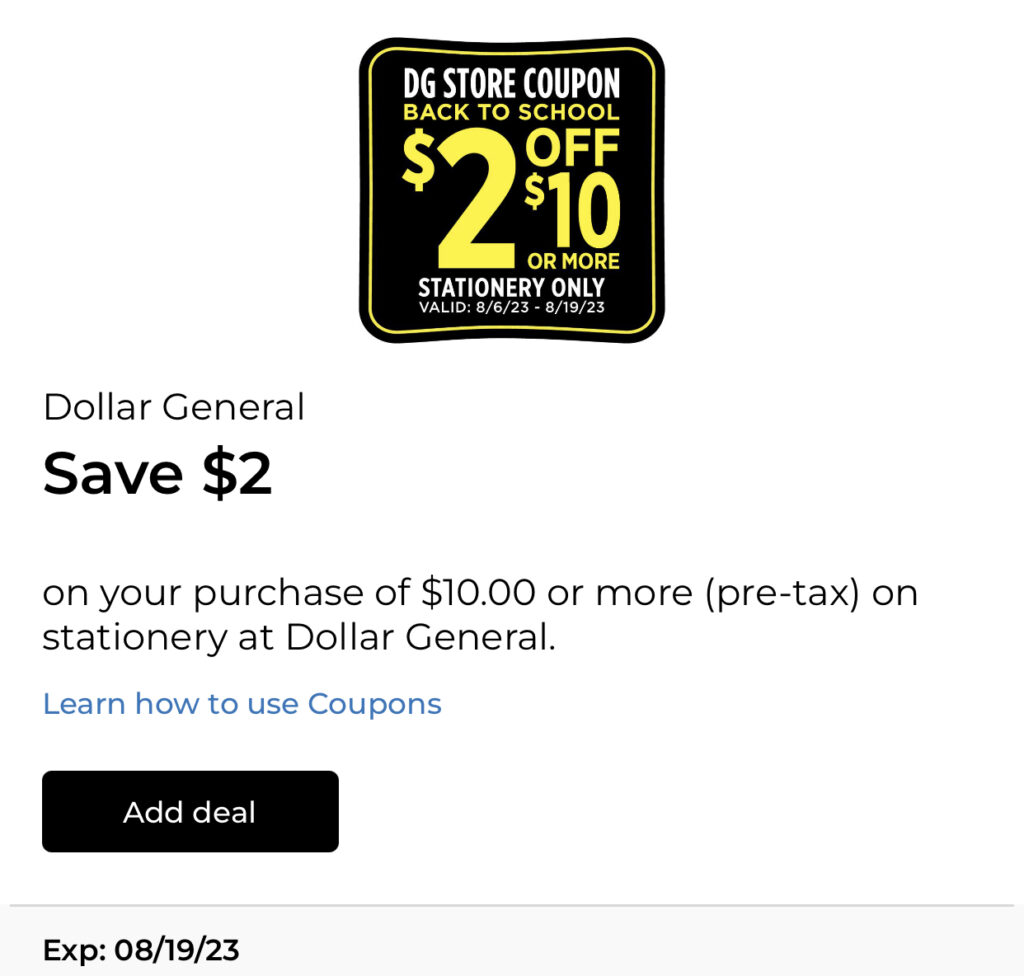 Dollar General: $2 off $10 School Supplies!
