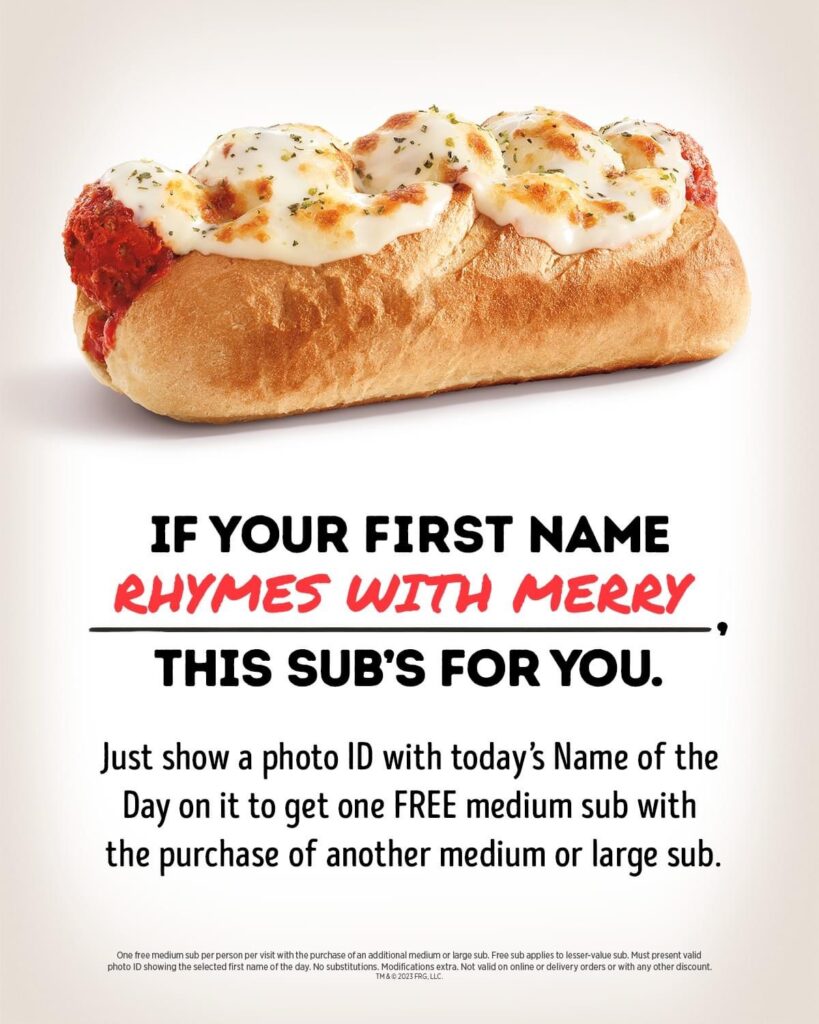 Firehouse Subs Name of the Day: Free Sub on December 18th!