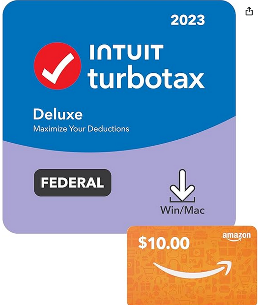 Save $23 off TurboTax Deluxe AND get a $10 Amazon gift card