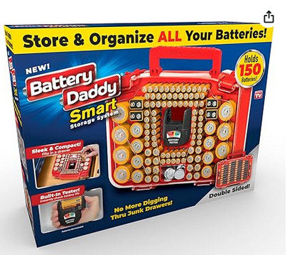 Original Battery Daddy Smart Size under 15 Holds 150 Batteries!