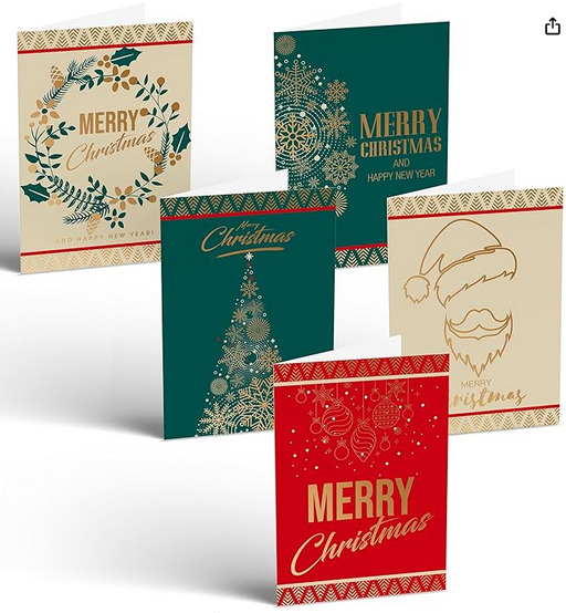 Gold Foil Christmas Cards – Pack of $50 for under $10!  Less than $.20 per card!