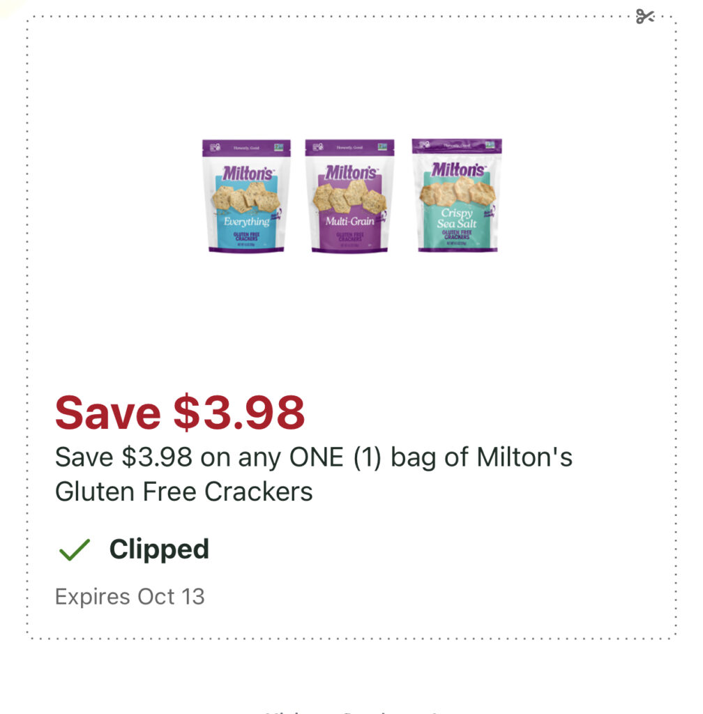 Publix: FREE Milton’s Gluten Free Crackers!