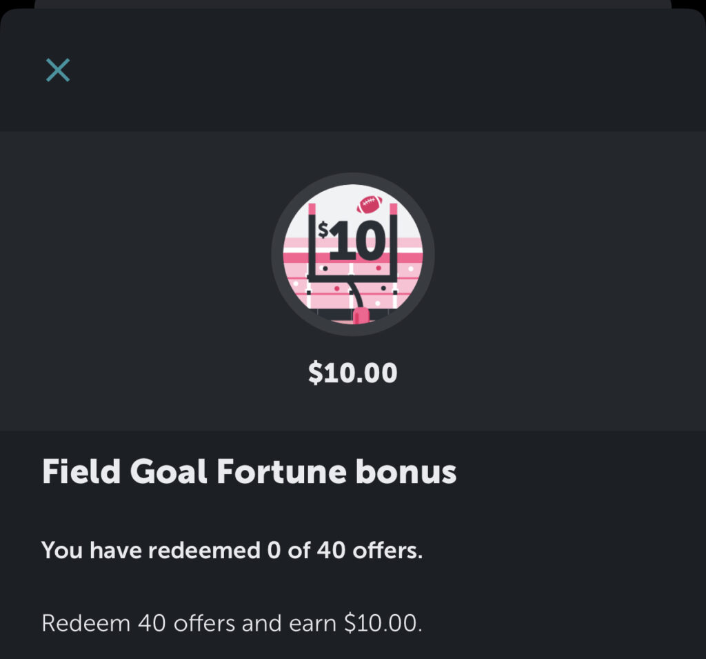 Ibotta: Field Goal Fortune extra $10 Bonus!