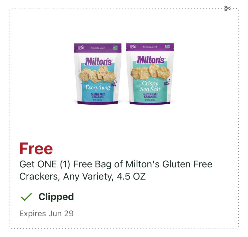 Publix: FREE Milton’s Gluten Free Crackers!