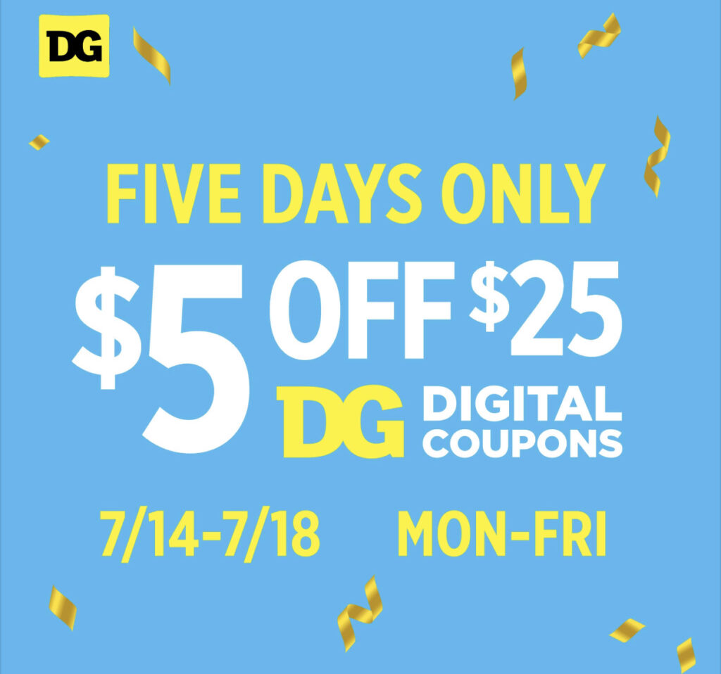 Dollar General $5 off $25 purchase ALL WEEK!