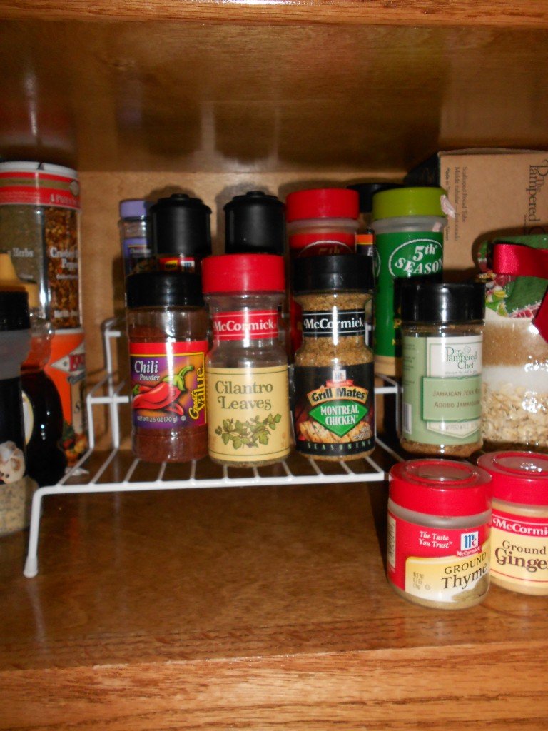 Spring Cleaning!  Clean out the Spice Cabinet + $1 shelves from Dollar Tree